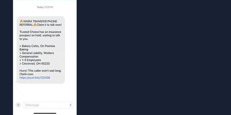 Claim-it warm transfer insurance referral